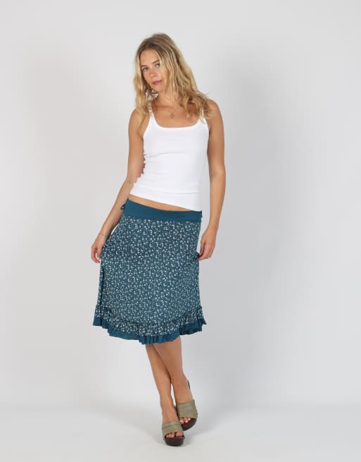 Vintage Unbranded S woven midi skirt in blue