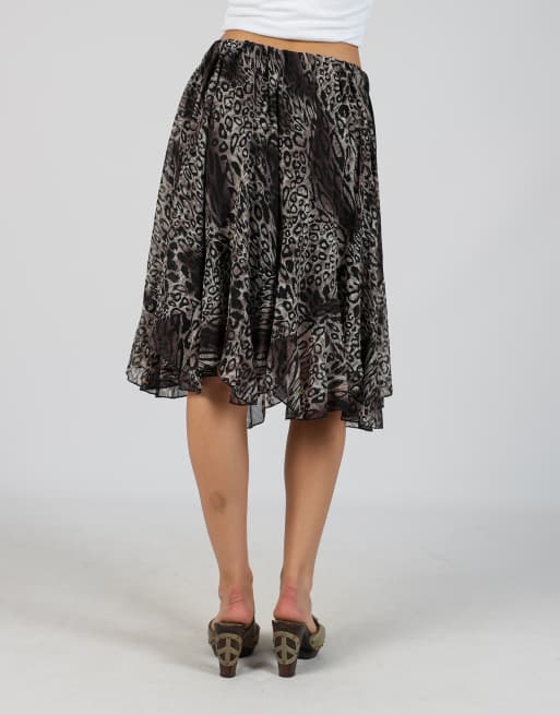 Vintage Unbranded S woven midi skirt in brown, 4 of 4