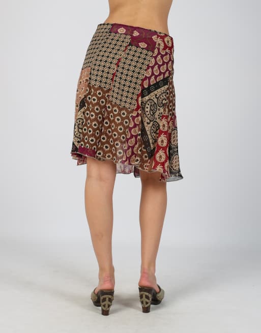Vintage Unbranded S woven midi skirt in brown, 4 of 4