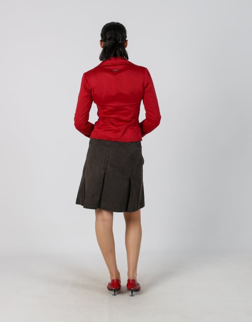 Vintage Unbranded S woven midi skirt in brown, 3 of 4