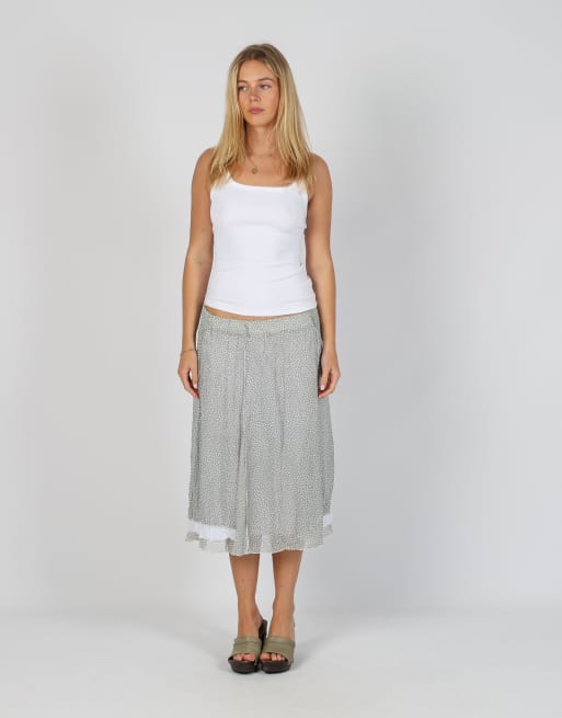 Vintage Unbranded S woven midi skirt in grey