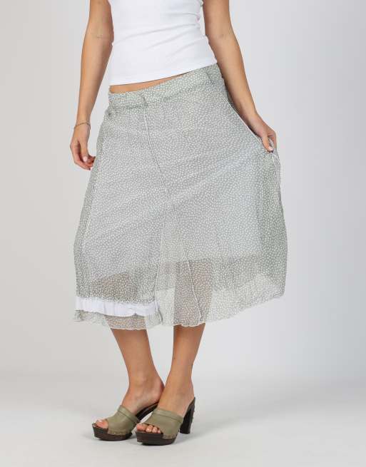 Vintage Unbranded S woven midi skirt in grey, 2 of 4