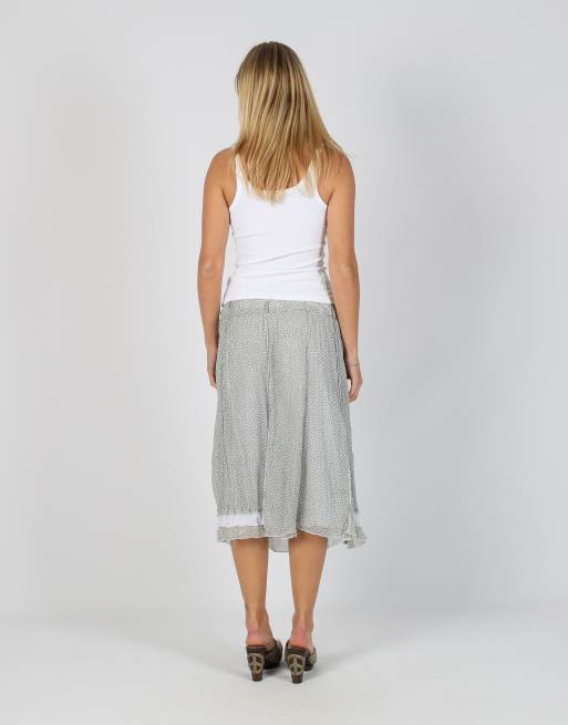 Vintage Unbranded S woven midi skirt in grey, 3 of 4