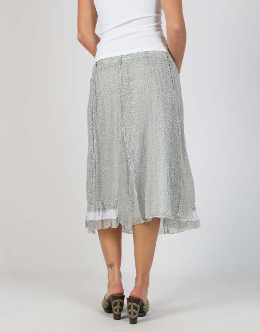 Vintage Unbranded S woven midi skirt in grey, 4 of 4