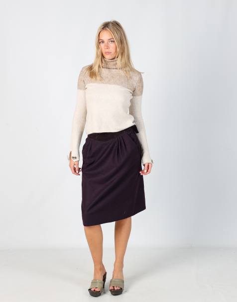 Vintage Unbranded S woven midi skirt in purple - view 1