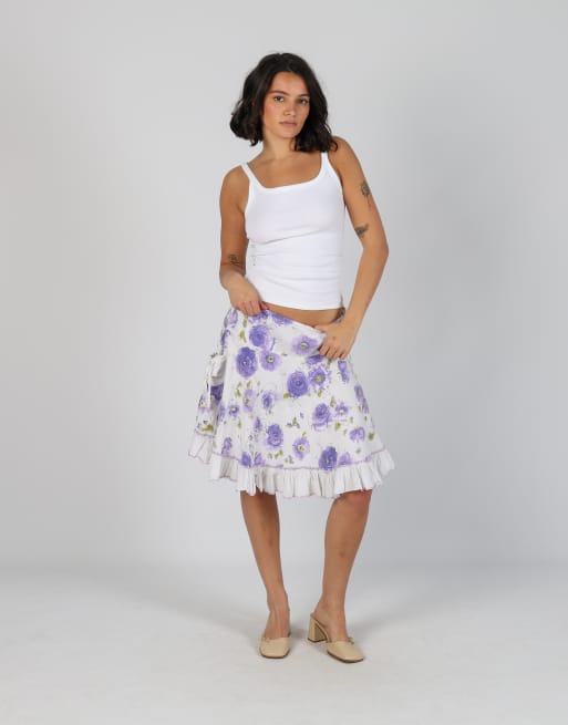 Vintage Unbranded S woven midi skirt in white