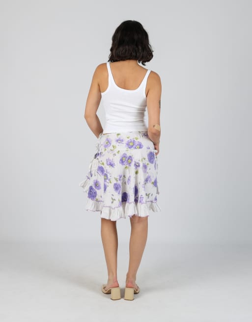Vintage Unbranded S woven midi skirt in white, 3 of 4