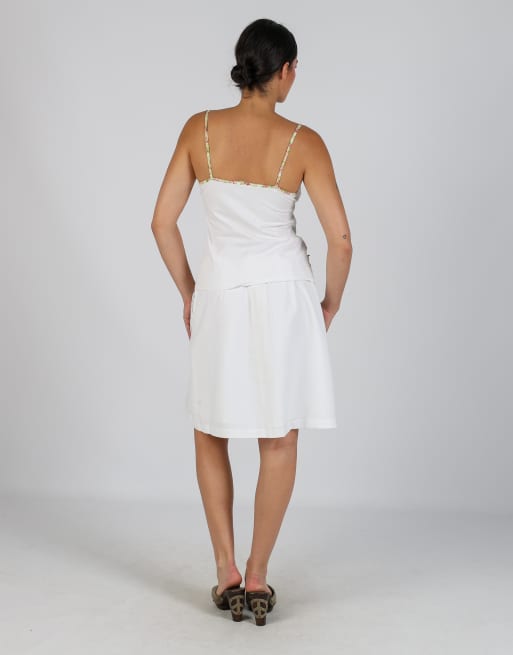 Vintage Unbranded S woven midi skirt in white, 3 of 4