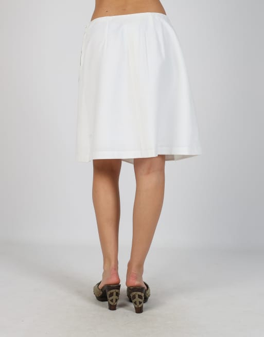 Vintage Unbranded S woven midi skirt in white, 4 of 4