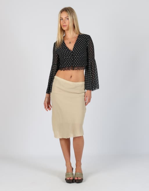 Vintage Unbranded S woven midi skirt in yellow
