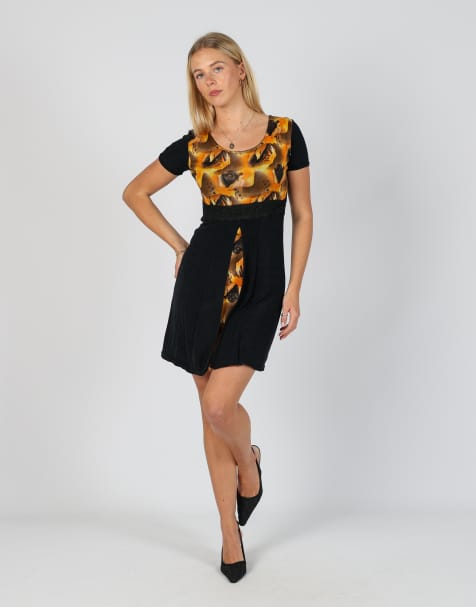 Vintage Unbranded S woven mini dress in black - view 1