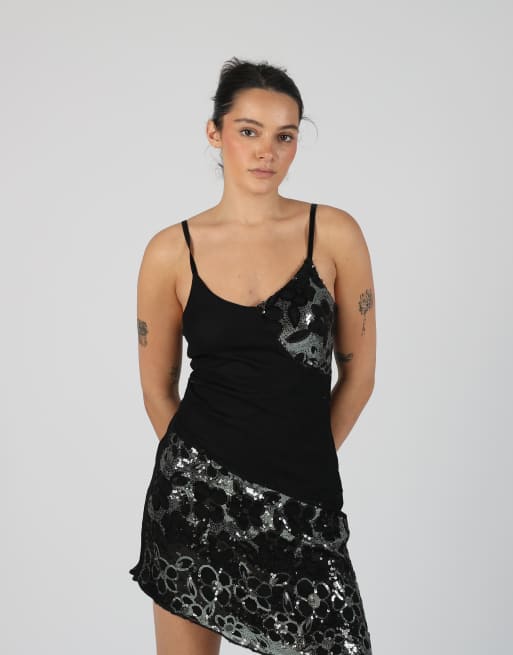 Vintage Unbranded S woven mini dress in black, 2 of 4