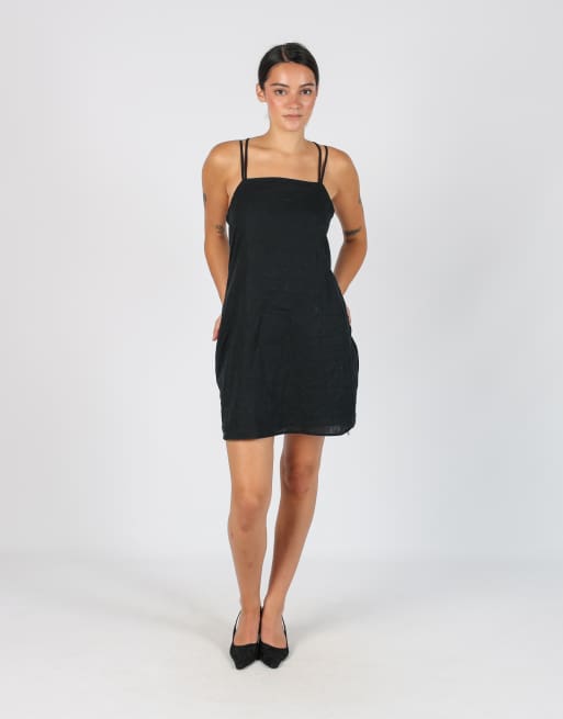 Vintage Unbranded S woven mini dress in black