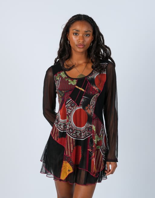 Vintage Unbranded S woven mini dress in black, 4 of 4