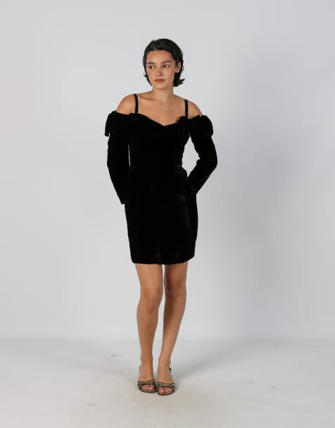 Vintage Unbranded S woven mini dress in black - view 1