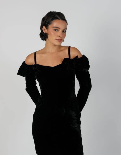 Vintage Unbranded S woven mini dress in black, 4 of 4