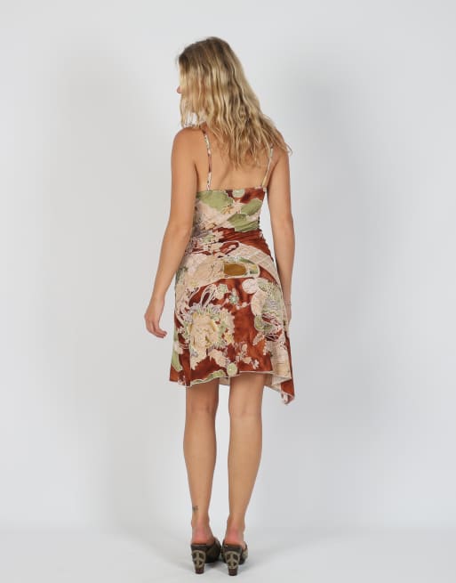 Vintage Unbranded S woven mini dress in brown, 3 of 4