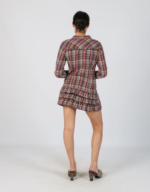 Vintage Unbranded S woven mini dress in brown, 3 of 4