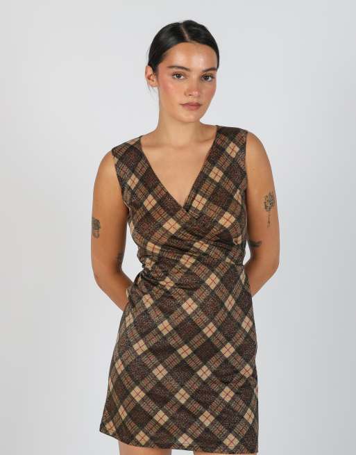 Vintage Unbranded S woven mini dress in gold, 4 of 4