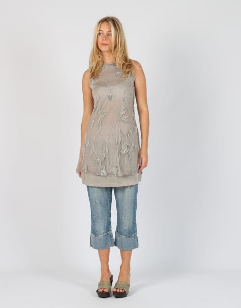 Vintage Unbranded S woven mini dress in grey - view 1