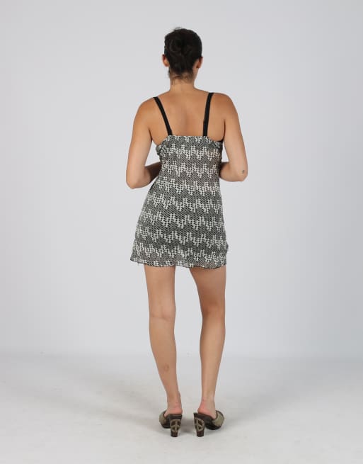 Vintage Unbranded S woven mini dress in grey, 3 of 4