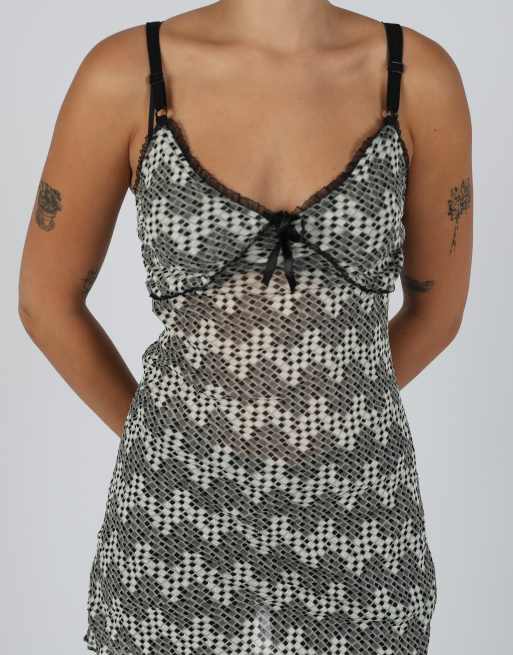Vintage Unbranded S woven mini dress in grey, 4 of 4