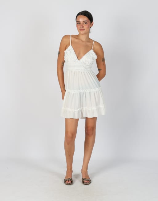 Vintage Unbranded S woven mini dress in ivory