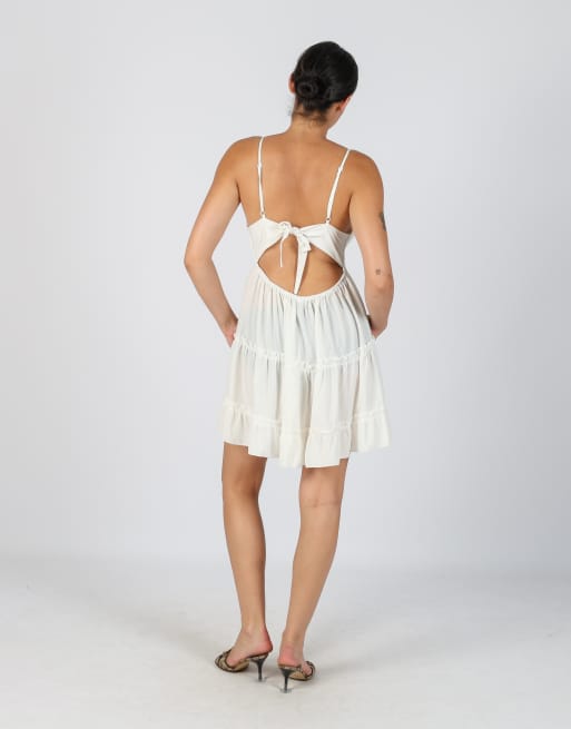 Vintage Unbranded S woven mini dress in ivory, 3 of 4