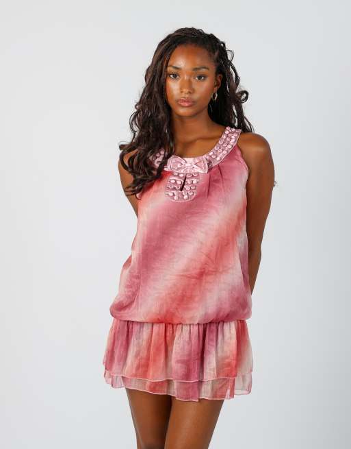 Vintage Unbranded S woven mini dress in pink, 2 of 4