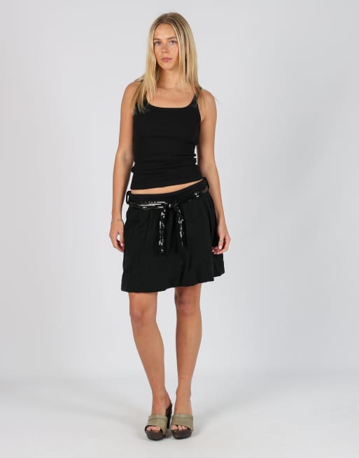 Vintage Unbranded S woven mini skirt in black