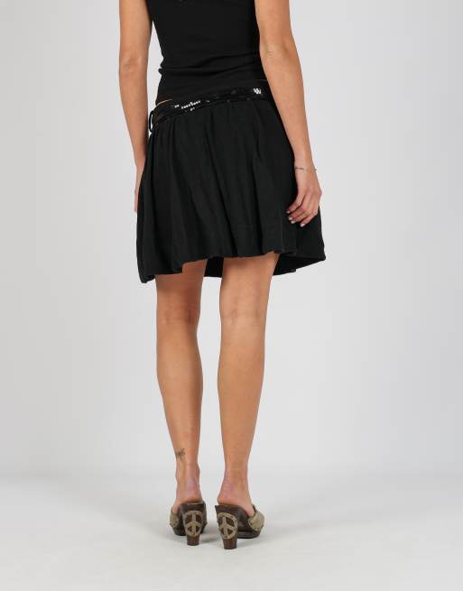 Vintage Unbranded S woven mini skirt in black, 4 of 4