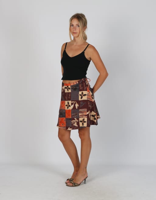 Vintage Unbranded S woven mini skirt in brown