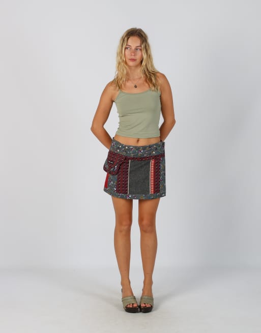 Vintage Unbranded S woven mini skirt in charcoal grey, 1 of 4