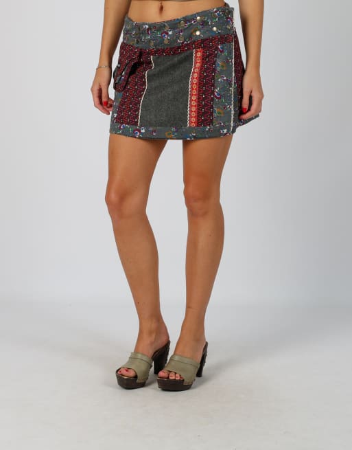 Vintage Unbranded S woven mini skirt in charcoal grey, 2 of 4