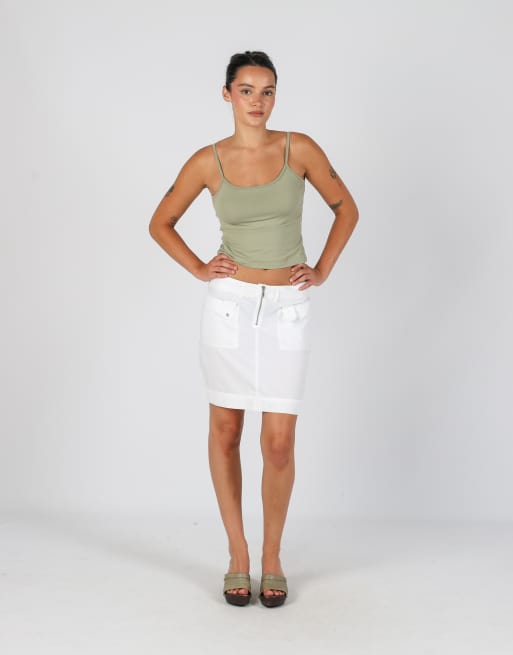 Vintage Unbranded S woven mini skirt in ivory