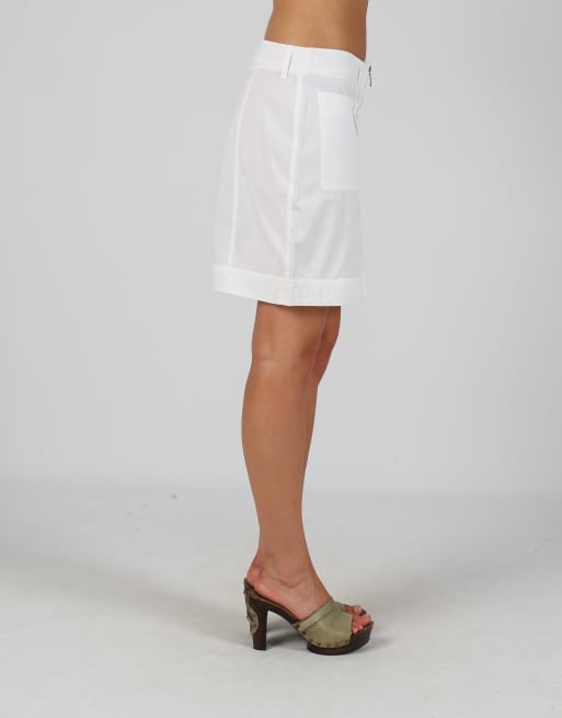 Vintage Unbranded S woven mini skirt in ivory, 2 of 4