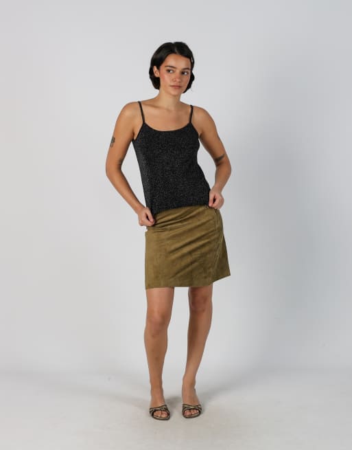 Vintage Unbranded S woven mini skirt in tan, 1 of 4
