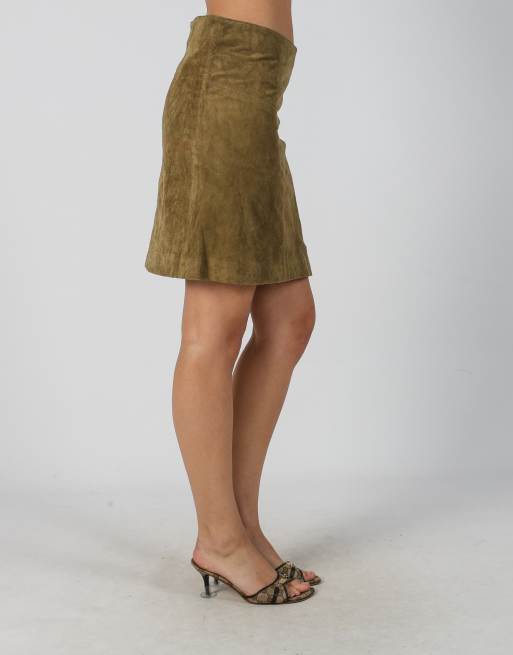 Vintage Unbranded S woven mini skirt in tan, 2 of 4