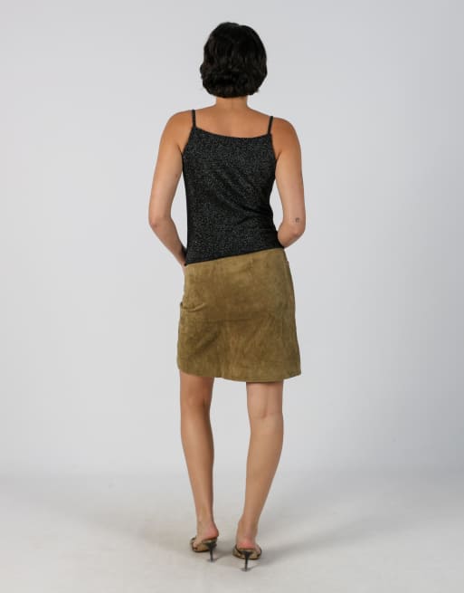 Vintage Unbranded S woven mini skirt in tan, 3 of 4