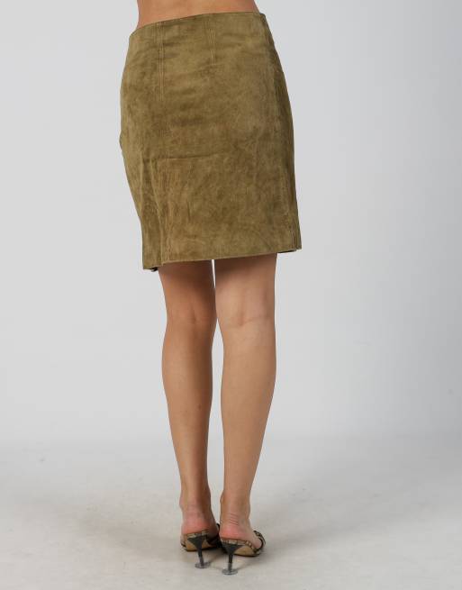 Vintage Unbranded S woven mini skirt in tan, 4 of 4