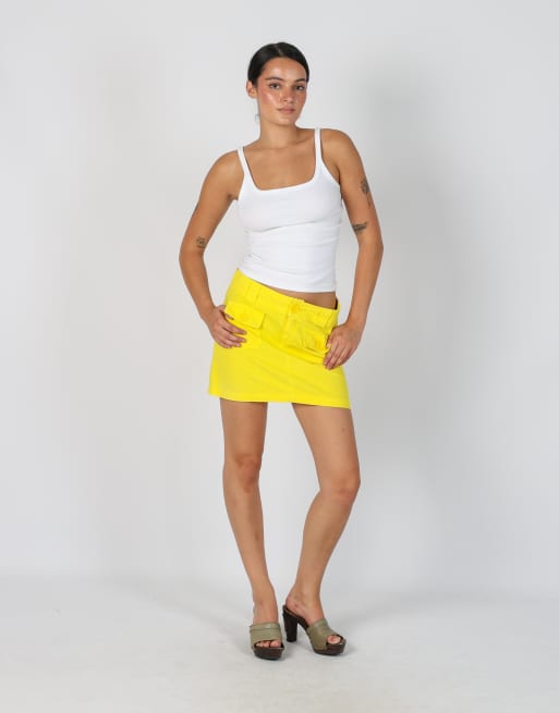 Vintage Unbranded S woven mini skirt in yellow
