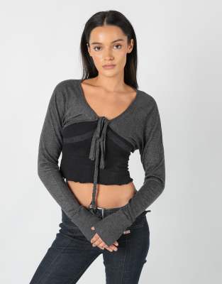 Vintage Unbranded S Woven Top Charcoal Grey