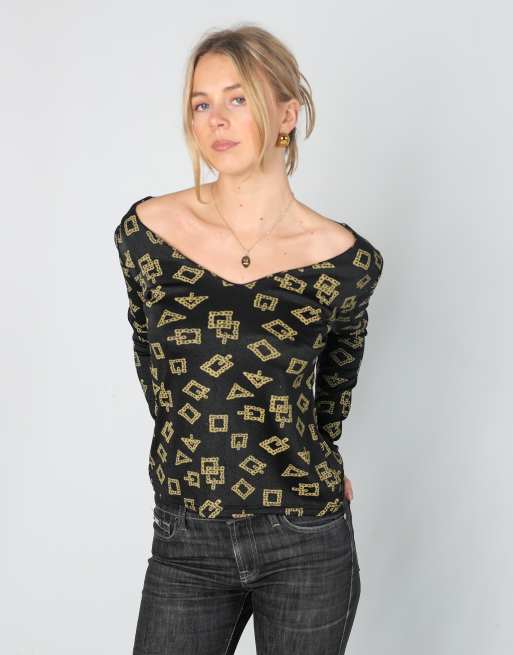 Vintage Unbranded S woven top in black