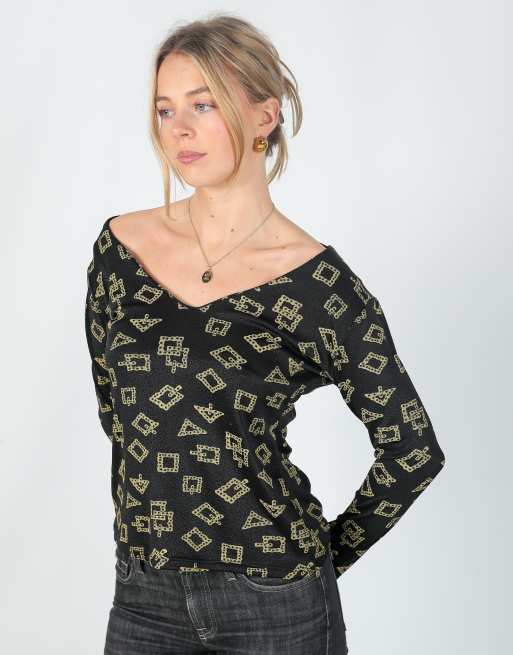 Vintage Unbranded S woven top in black, 3 of 4
