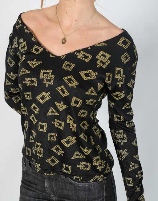 Vintage Unbranded S woven top in black, 4 of 4