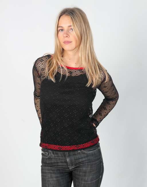 Vintage Unbranded S woven top in black, 3 of 4