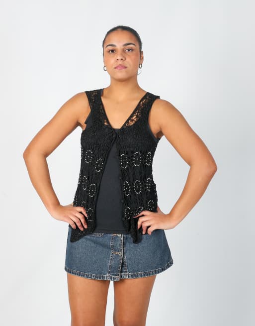 Vintage Unbranded S woven top in black