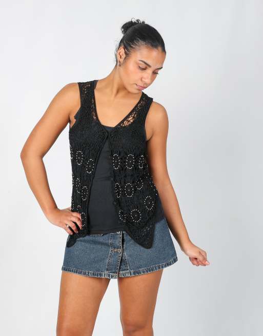 Vintage Unbranded S woven top in black, 2 of 4