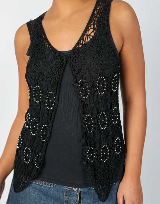Vintage Unbranded S woven top in black, 4 of 4