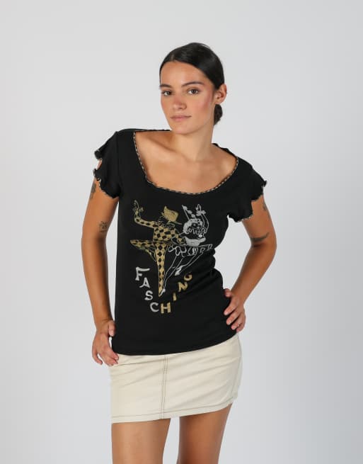 Vintage Unbranded S woven top in black